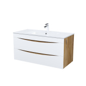 Тумба с умывальником, подвесная, 100 см, белая/золотистый дуб, Cloud, IDDIS — фото, характеристики, купить в VLADIVOSTOK-CLIMBO
