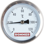 ROMMER Термометр биметаллический 63 мм 120 градусов с погружной гильзой 75 мм 1/2 — фото, характеристики, купить в VLADIVOSTOK-CLIMBO