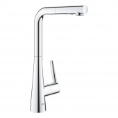 Смеситель для кухни GROHE Zedra с выдвижной лейкой, L-образный излив с 2 режимами струи, хром (32553002) — фото, характеристики, купить в VLADIVOSTOK-CLIMBO