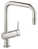 Смеситель для кухни GROHE Minta с выдвижным U-изливом/лейкой, 32322DC0 — фото, характеристики, купить в VLADIVOSTOK-CLIMBO