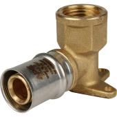 STOUT Угольник настенный с креплением короткий 1/2"х20 для металлопластиковых труб прессовой — фото, характеристики, купить в VLADIVOSTOK-CLIMBO