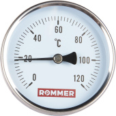 ROMMER Термометр биметаллический 80 мм 120 градусов с погружной гильзой 75 мм 1/2 — фото, характеристики, купить в VLADIVOSTOK-CLIMBO