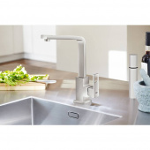 Смеситель для кухни GROHE Eurocube, суперсталь (31255DC0) — фото, характеристики, купить в VLADIVOSTOK-CLIMBO