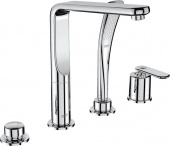 Смеситель для ванны GROHE Veris с душевым гарнитуром (на бортик ванны), 4 отверстия, 19373000 — фото, характеристики, купить в VLADIVOSTOK-CLIMBO
