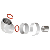 RCA-6010-210190 Начальный участок 90 гр. 60/100  хомут в комплекте + втулка D60 L-50 — фото, характеристики, купить в VLADIVOSTOK-CLIMBO