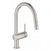 Смеситель для кухни GROHE Minta с выдвижным изливом, суперсталь (32321DC2) — фото, характеристики, купить в VLADIVOSTOK-CLIMBO