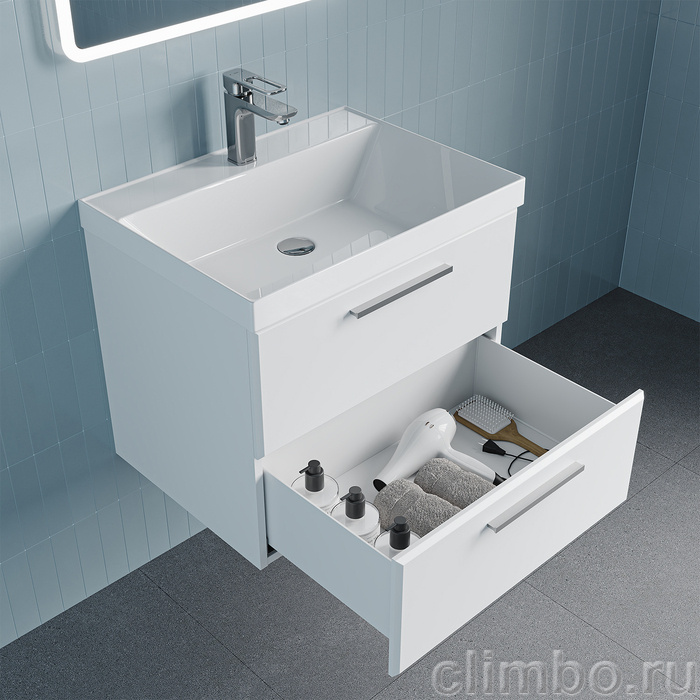 Тумба с умывальником, подвесная, 60 см, белый, Слайд Икс (Slide X), IDDIS, SLX60W0i95K подходит умыв. 4516000i28 — фото, детали конструкции