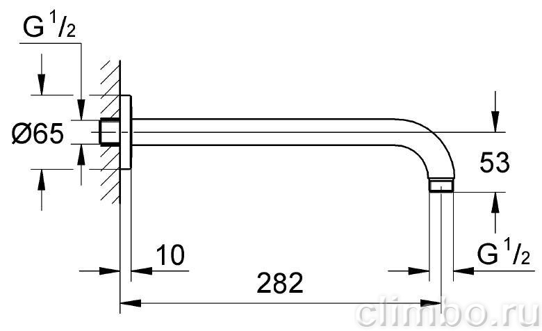 Душевой кронштейн GROHE Rainshower neutral 286 мм, 28576000 — фото товара