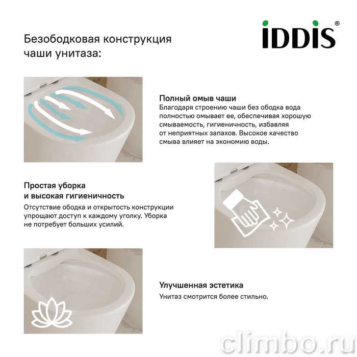 Унитаз подвесной безободковый, Blanco, IDDIS, BLARDSEi25 — фото товара