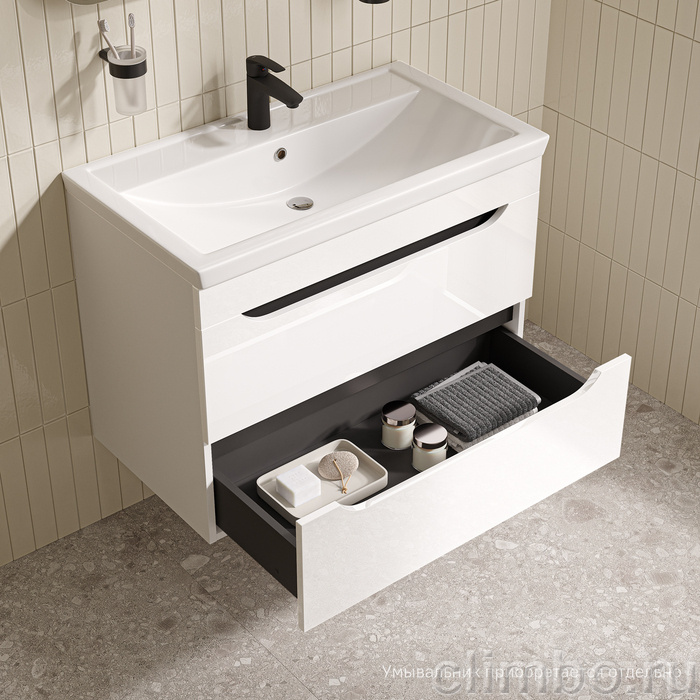 Тумба подвесная, 80 см, белый, Рэй (Ray), IDDIS, RAY80W0i95 подходит умыв. 4078000i28 — фото, детали конструкции