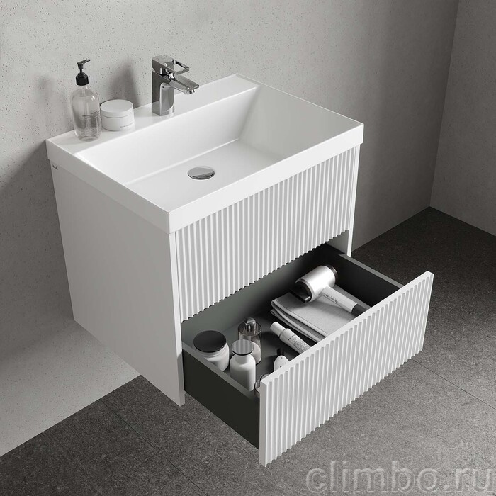 Тумба с умывальником подвесная, 60 см, белый, Билд (Bild) 2.0, IDDIS, BIL60W1i95K подходит умыв. 4516000i28 — фото, детали конструкции