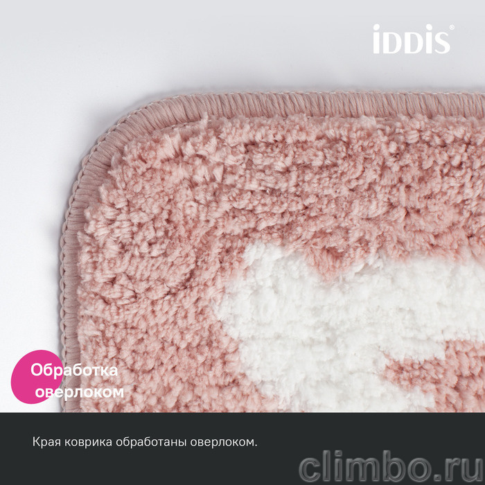 Коврик для ванной комнаты, 50x80, микрофибра, розовый, IDDIS, — фото товара