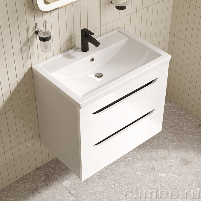 Тумба с умывальником, подвесная, 70 см, белый, Рэй (Ray), IDDIS, RAY70W0i95K подходит умыв. 4077000i28 — фото, детали конструкции
