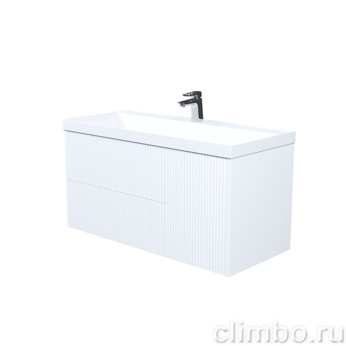 Тумба с умывальником подвесная, 100 см, белый, Билд (Bild) 2.0, IDDIS, BIL10W1i95K подходит умыв. 4511000i28 — фото, детали конструкции