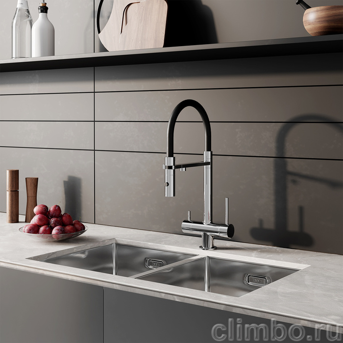 Смеситель для кухни с фильтром и гибким изливом, хром, Ace, IDDIS — фото товара