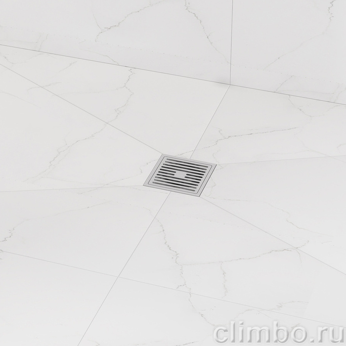 Трап душевой, вертикальный выпуск, сухой затвор, 10х10см, хром матовый, IDDIS, 980CV10SB3DDZ — фото, детали конструкции