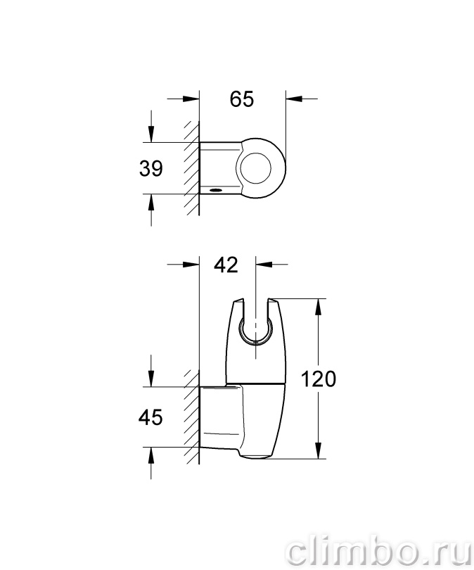 Настенный держатель лейки душа GROHE Movario регулируемый, 28401000 — фото товара