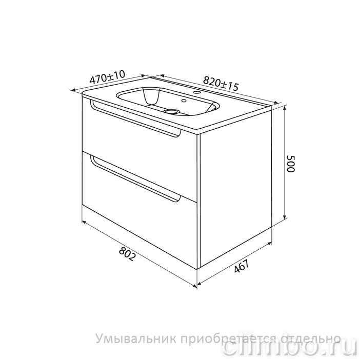 Тумба подвесная, белый, 80 см, Edifice,  IDDIS, EDI80W0i95. Подходит умывальник 0108000i28 — фото товара