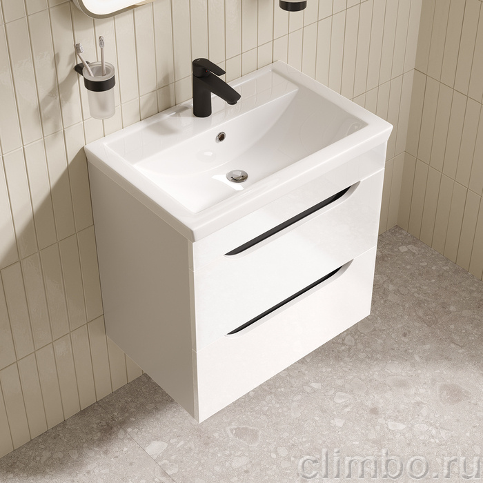 Тумба с умывальником, подвесная, 60 см, белый, Рэй (Ray), IDDIS, RAY60W0i95K подходит умыв. 4076000i28 — фото, детали конструкции