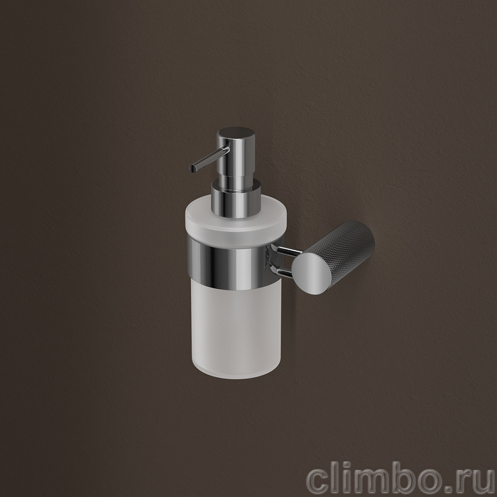 Дозатор для жидкого мыла, матовое стекло, нержавеющая сталь, Дюна (Duna), хром глянцевый, IDDIS, DUNSBG0i46 — фото, детали конструкции