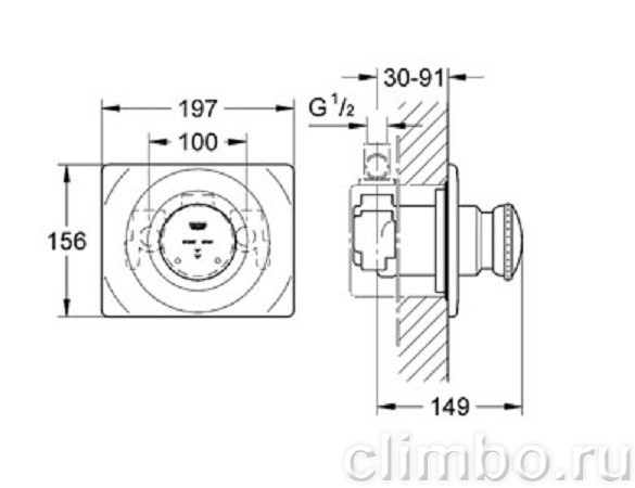 Смеситель для душа автоматический GROHE Contromix (верхняя монтажная часть), 36121000 — фото товара