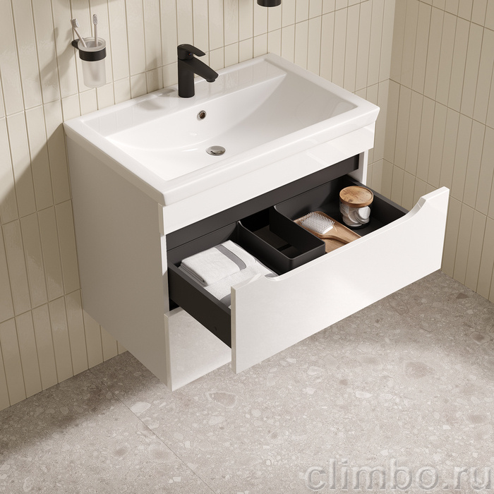 Тумба с умывальником, подвесная, 70 см, белый, Рэй (Ray), IDDIS, RAY70W0i95K подходит умыв. 4077000i28 — фото, детали конструкции