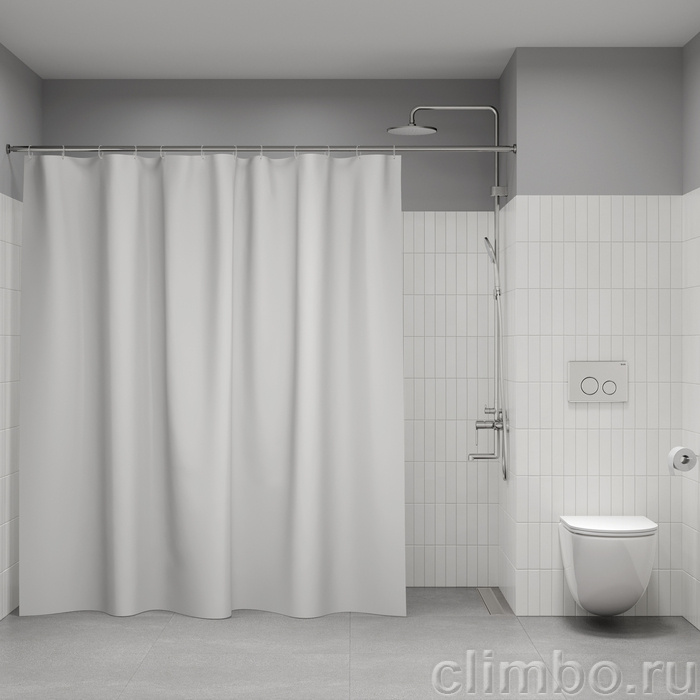 P02PE24i11, Штора для ванной, 200x240 см, полиэтилен (PE), белый, ID — фото, детали конструкции