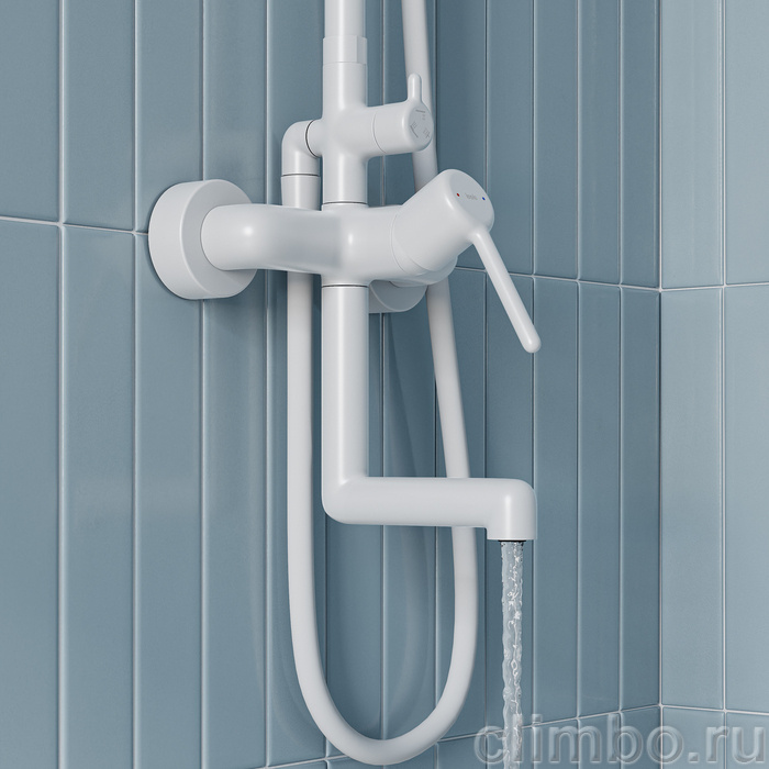 Душевая система с тропическим душем и изливом, белый матовый, Эйгер (Aiger), IDDIS, AIGWT3Fi06 — фото, детали конструкции