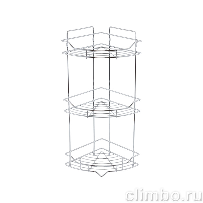 Полка трёхъярусная угловая, проволока стальная, хром, Грид (Grid), Milardo, GRICC3CM44 — фото, детали конструкции