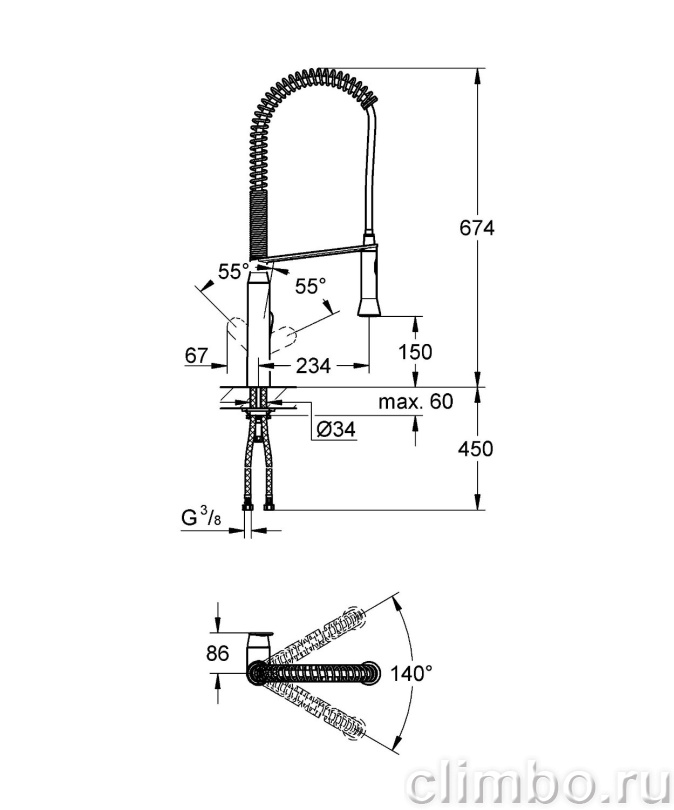 Смеситель для кухни GROHE K7 с высоким изливом, 32950000 — фото товара