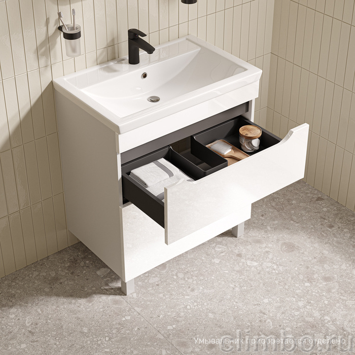 Тумба напольная, 70 см, белый, Рэй (Ray), IDDIS, RAY70WFi95 подходит умыв. 4077000i28 — фото, детали конструкции