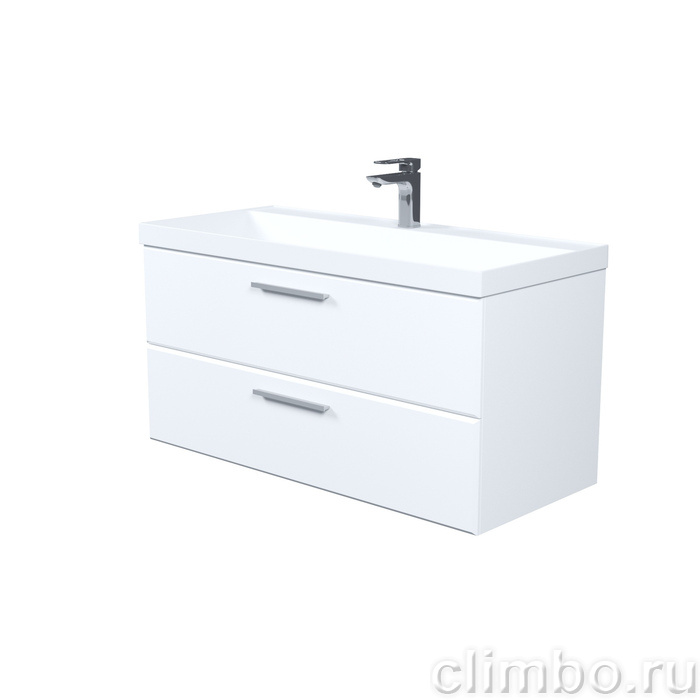 Тумба с умывальником, подвесная, 100 см, белый, Слайд Икс (Slide X), IDDIS, SLX10W0i95K подходит умыв. 4511000i28 — фото, детали конструкции