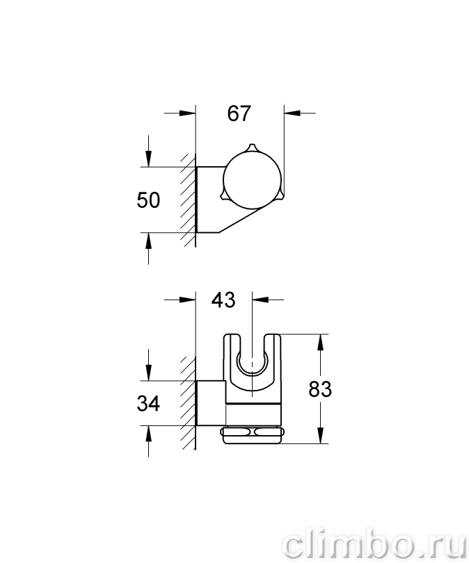 Настенный держатель лейки душа GROHE Relexa регулируемый, 28623000 — фото товара