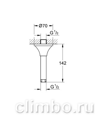 Потолочный душевой кронштейн GROHE Rainshower Grandera 142 мм, 27978000 — фото товара