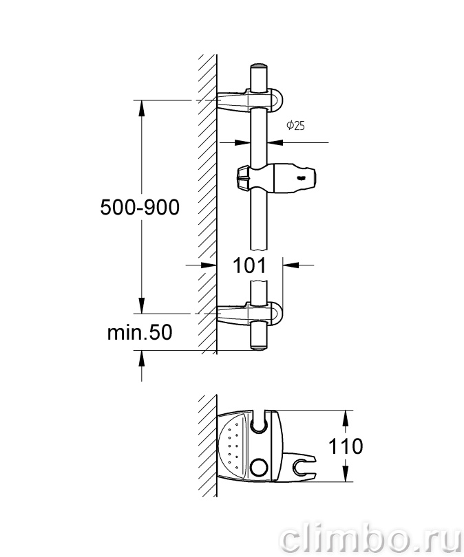 Душевая штанга GROHE Movario 900 мм, 28398000 — фото товара