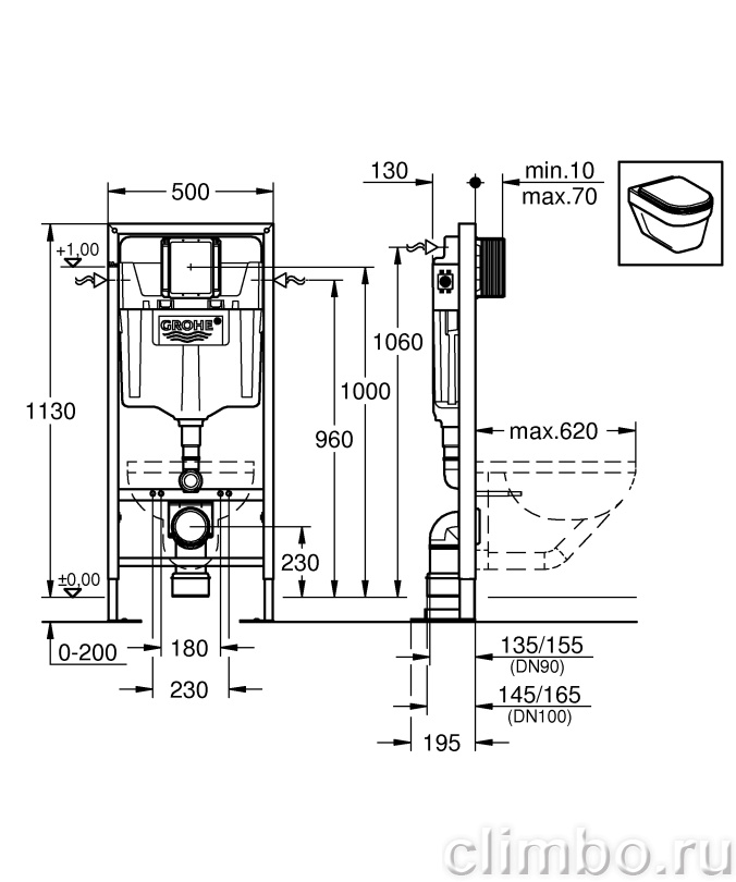 Система инсталляции для унитаза GROHE Rapid SL (1,13 м), 38584001 — фото товара