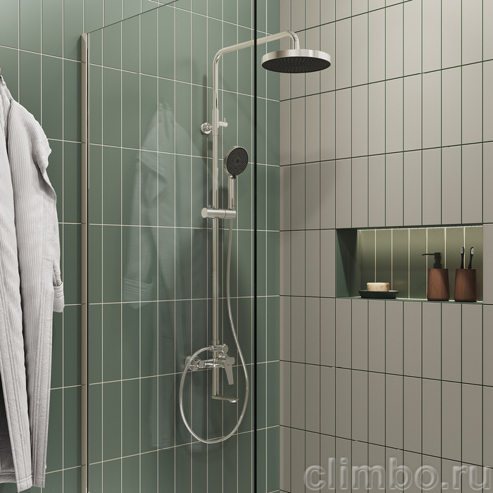 Душевая система с тропическим душем, хром глянцевый, Лип (Leap), Milardo, LEASB5FM06 — фото, детали конструкции