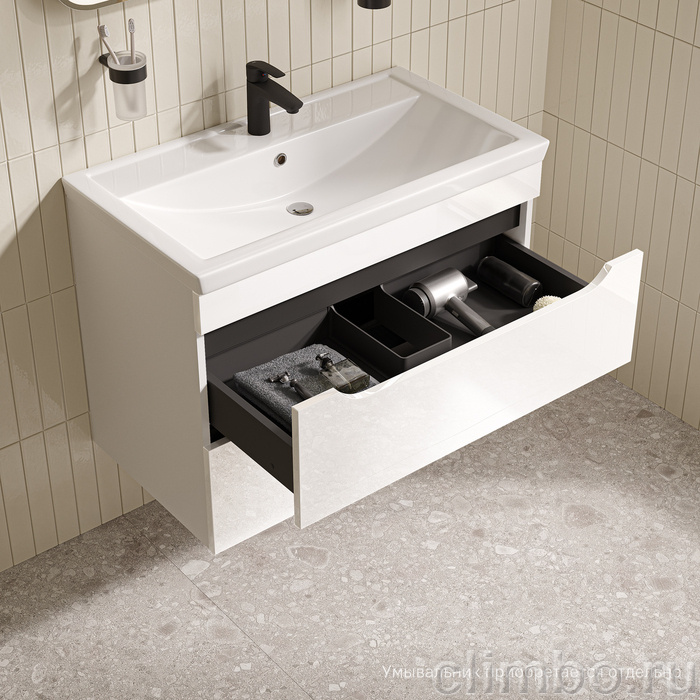 Тумба подвесная, 80 см, белый, Рэй (Ray), IDDIS, RAY80W0i95 подходит умыв. 4078000i28 — фото, детали конструкции