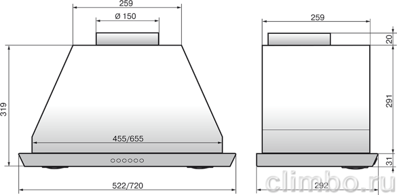 Кухонная вытяжка Elikor S4 52Н-700-Э4Г Нержавейка — фото товара