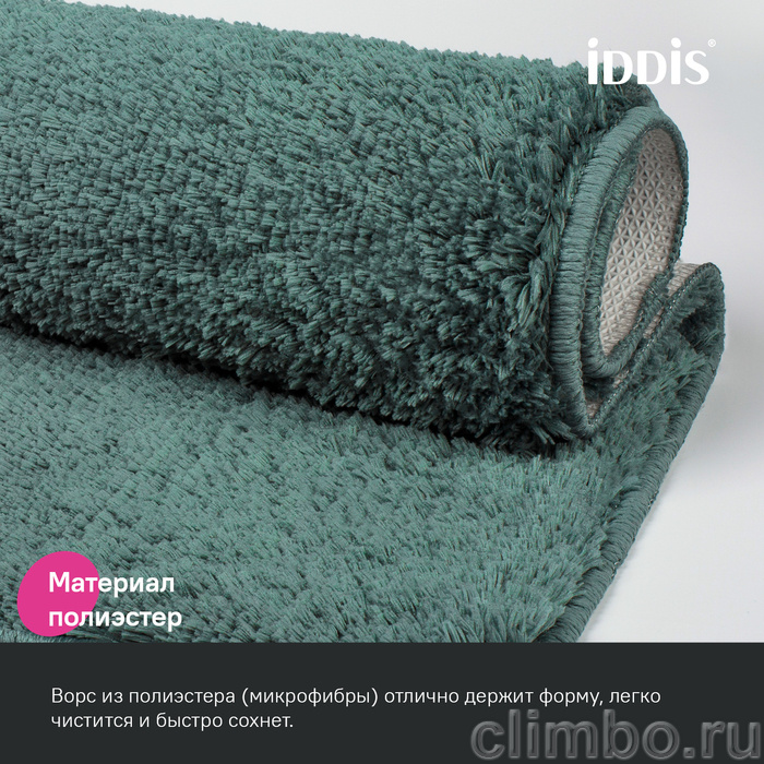 Коврик для ванной комнаты, 70x120, микрофибра, темно-зеленый, IDDIS — фото товара